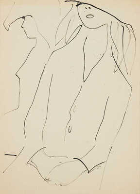 Матюх Вера Фёдоровна. Рисунок к литографии «Под феном» из серии «В парикмахерской»